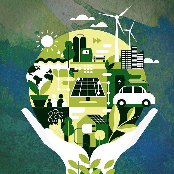 Illustration portraying green energy alternatives